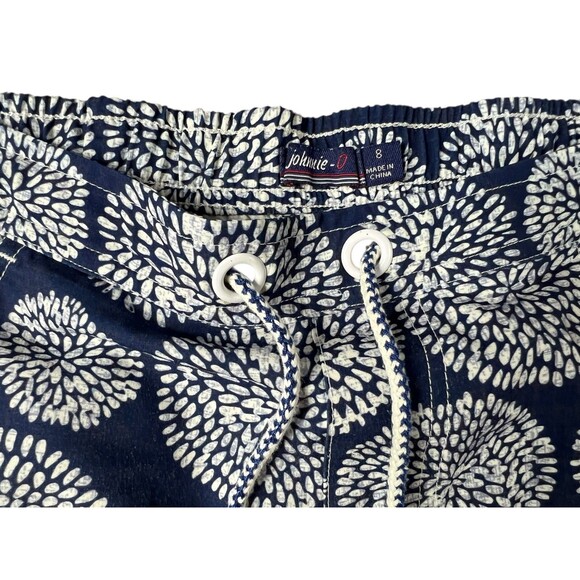 Johnny-O Half Elastic Swim Trunks Boys Size 8  Navy Print Unlined Water Shorts - Picture 3 of 9